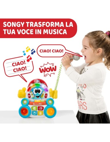 Chicco Songy Il Cantante - Karaoke per Bambini con Microfono, Modalità REC e Disco, 3-6 Anni