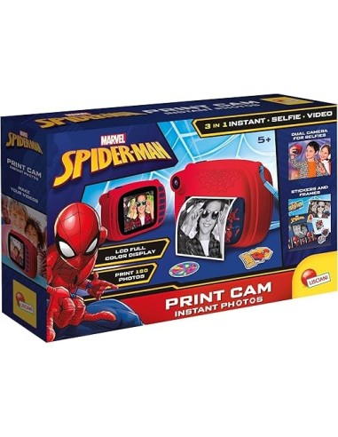 Lisciani Giochi Spider-Man Print Cam - Fotocamera Istantanea per Bambini con Stampa e Funzione Video