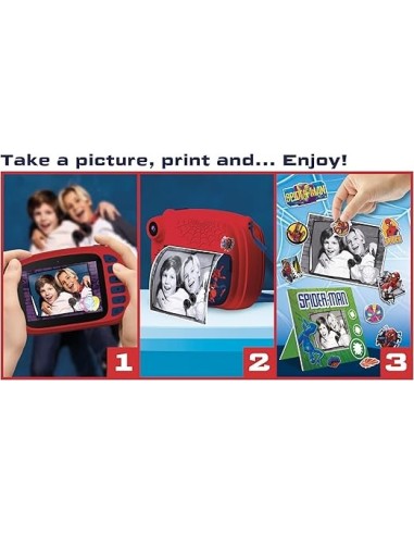 Lisciani Giochi Spider-Man Print Cam - Fotocamera Istantanea per Bambini con Stampa e Funzione Video