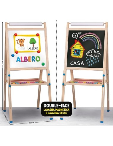 Lisciani Giochi Montessori Lavagnona Legno - Maxi Lavagna Magnetica e Didattica