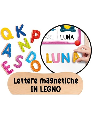 Lisciani Giochi Montessori Lavagnona Legno - Maxi Lavagna Magnetica e Didattica