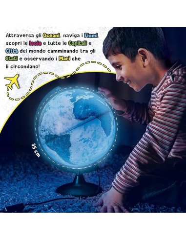 Lisciani Giochi I'm a Genius Mappamondo Luminoso Blu, Grande e Dettagliato | shop in casa