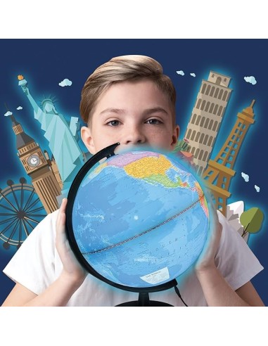 Lisciani Giochi I'm a Genius Mappamondo Luminoso Blu, Grande e Dettagliato | shop in casa