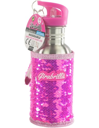 Girabrilla Eco Bottiglia Acciaio 500ml con Paillettes Reversibili e Maniglia | shop in casa