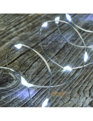 LUCI DI NATALE: vendita online Luci di Natale Catena da 2mt con 20 microled Bianco Freddo in offerta