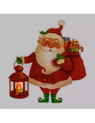 LUCI DI NATALE: vendita online Vetrofania Natalizia LED Elettrostatica 25cm con Effetto Fiamma Mix 4 Soggetti Babbo Natale in...