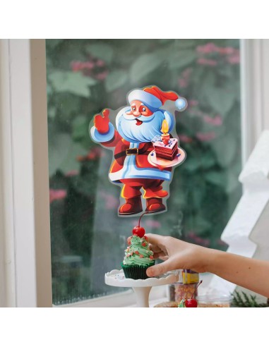 LUCI DI NATALE: vendita online Vetrofania Natalizia LED Elettrostatica 25cm con Effetto Fiamma Mix 4 Soggetti Babbo Natale in...