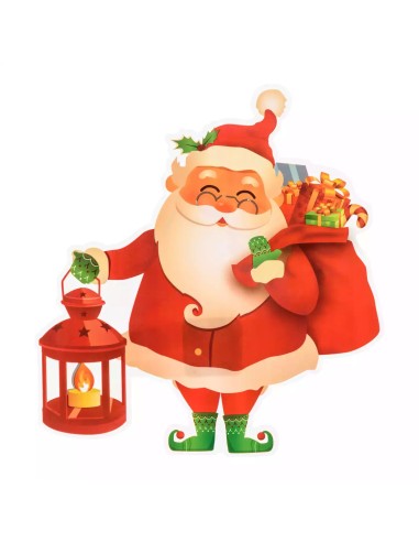LUCI DI NATALE: vendita online Vetrofania Natalizia LED Elettrostatica 25cm con Effetto Fiamma Mix 4 Soggetti Babbo Natale in...
