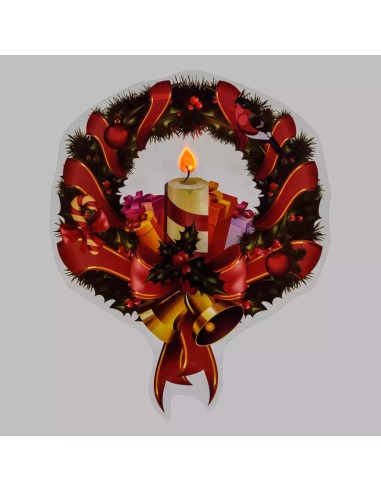 LUCI DI NATALE: vendita online Vetrofania Natalizia LED Elettrostatica 25cm con Effetto Fiamma Mix 4 Soggetti Babbo Natale in...