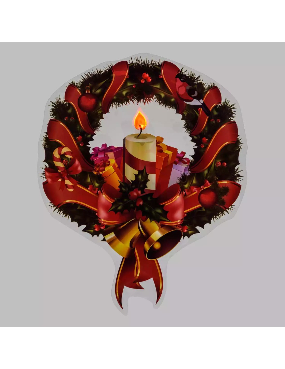 LUCI DI NATALE: vendita online Vetrofania Natalizia LED Elettrostatica 25cm con Effetto Fiamma Mix 4 Soggetti Babbo Natale in...