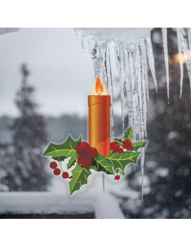 LUCI DI NATALE: vendita online Vetrofania Natalizia LED Elettrostatica 25cm con Effetto Fiamma Mix 4 Soggetti Babbo Natale in...