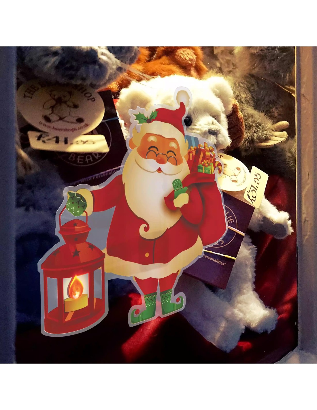 LUCI DI NATALE: vendita online Vetrofania Natalizia LED Elettrostatica 25cm con Effetto Fiamma Mix 4 Soggetti Babbo Natale in...