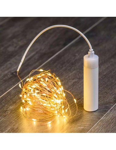 LUCI DI NATALE: vendita online Luci di Natale Catena da 10mt con 100 MicroLED a batteria Bianco Caldo con Telecomando e Timer...