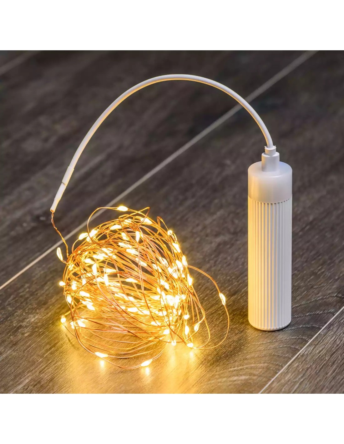 LUCI DI NATALE: vendita online Luci di Natale Catena da 10mt con 100 MicroLED a batteria Bianco Caldo con Telecomando e Timer...