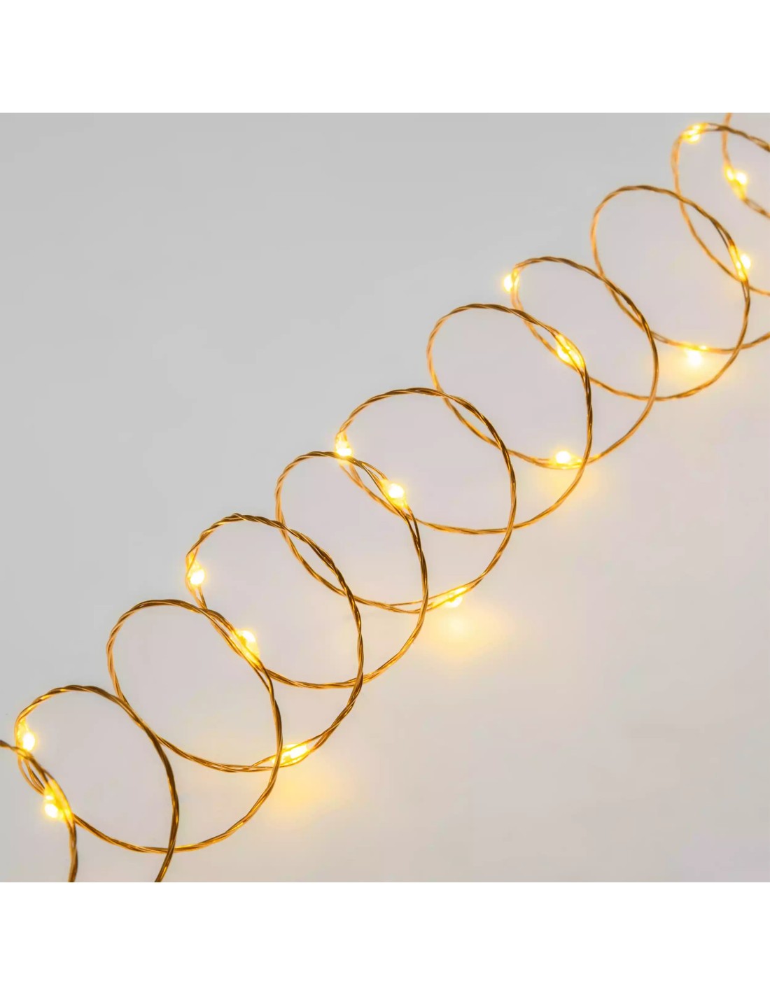LUCI DI NATALE: vendita online Luci di Natale Catena da 10mt con 100 MicroLED a batteria Bianco Caldo con Telecomando e Timer...