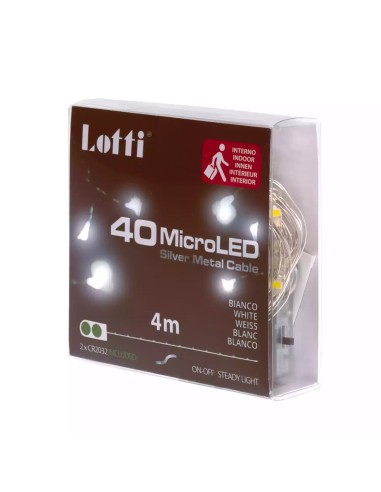 LUCI DI NATALE: vendita online Luci di Natale Catena da 4mt con 40 MicroLED Bianco Freddo con Cavo Argento in offerta