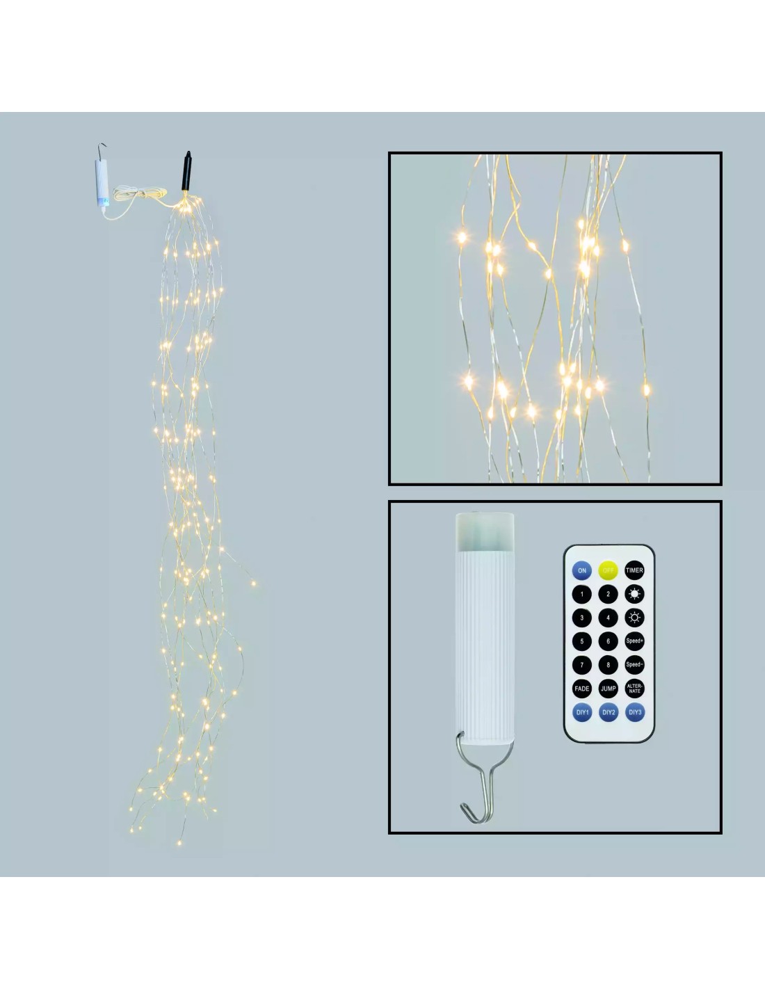 LUCI DI NATALE: vendita online Luci di Natale Cascata da 200 MicroLED Bianco Caldo 150cm con Telecomando e Timer in offerta