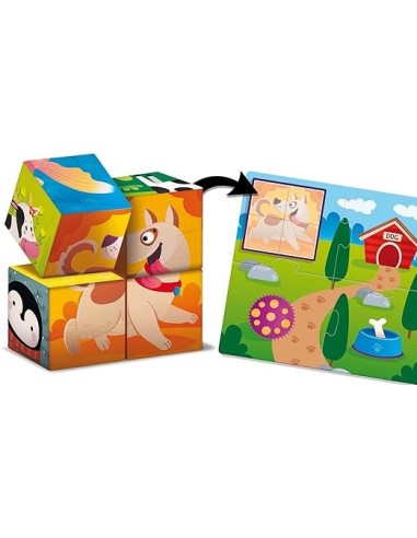Lisciani Giochi Montessori Cubi e Logica 3 in 1, Cubi in Legno e Puzzle Animali | shop in casa