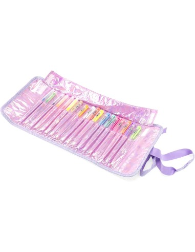 Girabrilla Astuccio Puffer Scintillante per Bambine e Ragazze | 12 Penne Gel e 6 Pennarelli | Nice Group | shop in casa