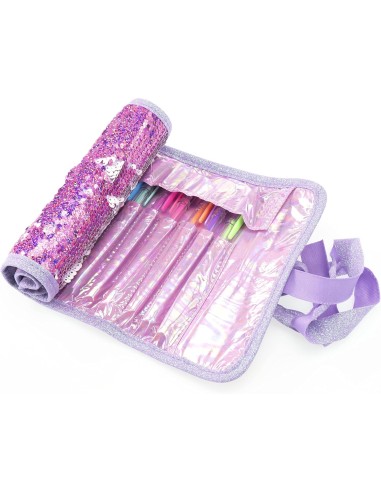 Girabrilla Astuccio Puffer Scintillante per Bambine e Ragazze | 12 Penne Gel e 6 Pennarelli | Nice Group | shop in casa