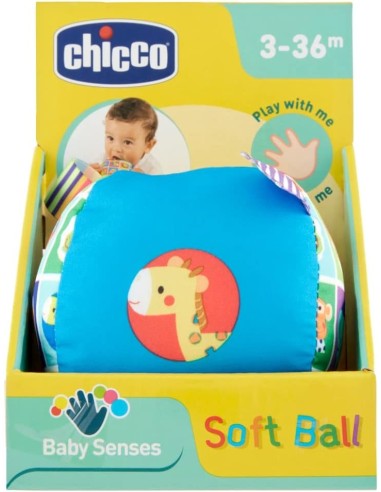 Chicco Palla Soft in Tessuto Morbido | Stimola Sviluppo Tattile e Coordinazione | Giochi per Bambini 3-36 Mesi | shop in casa