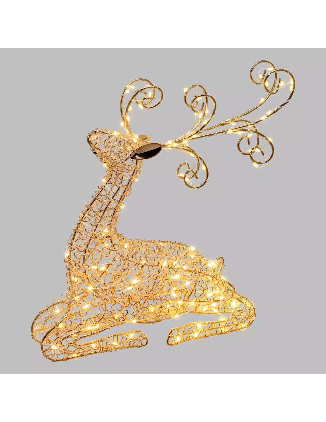 LUCI DI NATALE: vendita online Renna Natalizia da 30cm e 80 MicroLED con Timer - Decorazione Luminosa in Metallo in offerta