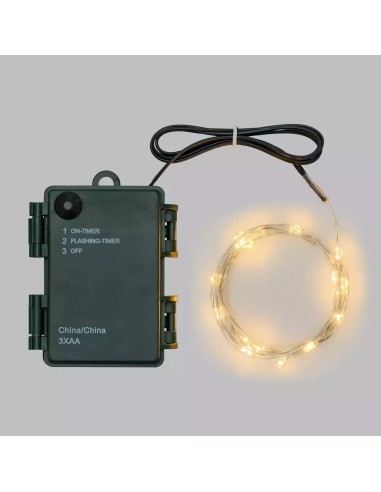 LUCI DI NATALE: vendita online Luci di Natale Catena Luminosa da 8mt con 80 MicroLED Bianco Caldo - 8 Effetti Luce - Batterie...