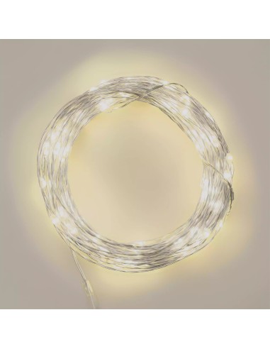 LUCI DI NATALE: vendita online Luci di Natale Catena Luminosa da 8mt con 80 MicroLED Bianco Caldo - 8 Effetti Luce - Batterie...