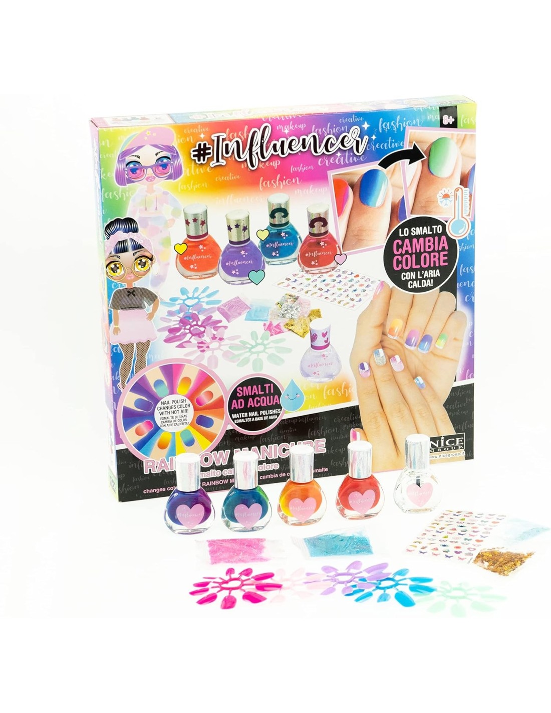 Influencer Rainbow Manicure, Kit Nail Art Bambini | shop in casa
