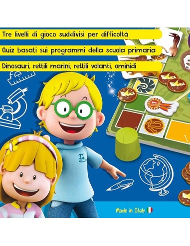 Piccolo Genio Talent School Dinosauri e Uomini Primitivi - Gioco Educativo con Quiz e 3 Livelli di Difficoltà | shop in casa