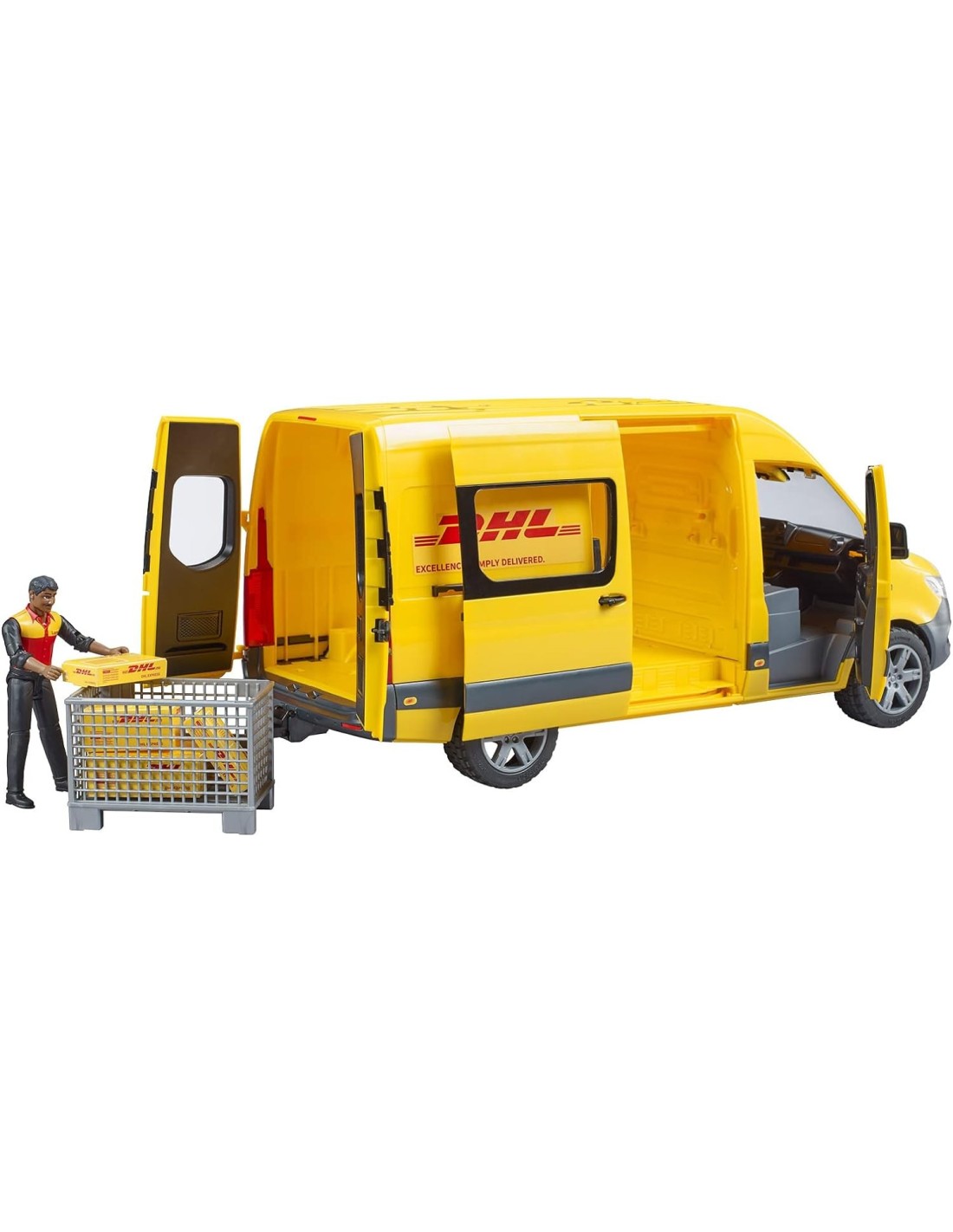 Camion DHL Sprinter con Personaggio, Mercedes Benz Sprinter Bruder, Porte Apribili | shop in casa