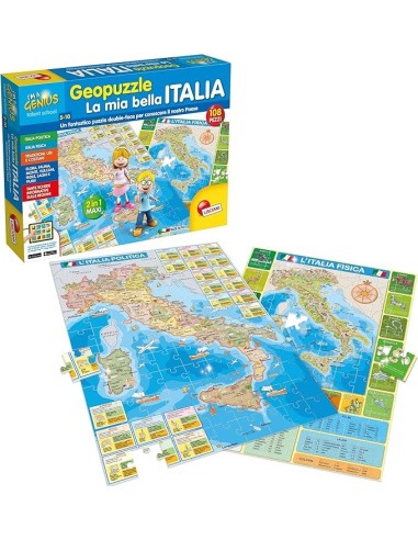 Piccolo Genio Geopuzzle La Mia Bella Italia, Puzzle in Cartone Resistente, Cartina Fisica e Politica | shop in casa