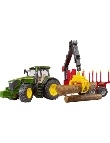Trattore John Deere 7R 350 con Rimorchio Tronchi Bruder in Scala 1:16 | shop in casa