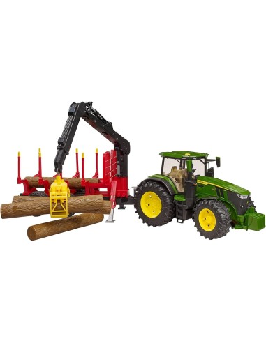 Trattore John Deere 7R 350 con Rimorchio Tronchi Bruder in Scala 1:16 | shop in casa