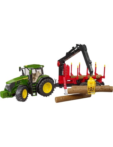 Trattore John Deere 7R 350 con Rimorchio Tronchi Bruder in Scala 1:16 | shop in casa