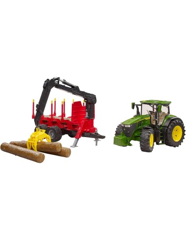 Trattore John Deere 7R 350 con Rimorchio Tronchi Bruder in Scala 1:16 | shop in casa