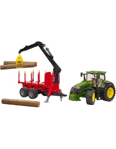 Trattore John Deere 7R 350 con Rimorchio Tronchi Bruder in Scala 1:16 | shop in casa