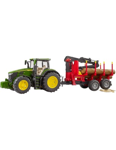 Trattore John Deere 7R 350 con Rimorchio Tronchi Bruder in Scala 1:16 | shop in casa