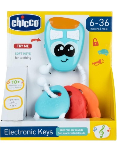 Chicco Chiavi Elettroniche Parlanti Bilingue - Gioco Interattivo con 3 Pendenti e Funzioni di Dentizione