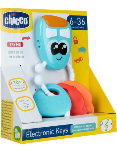 Chicco Chiavi Elettroniche Parlanti Bilingue - Gioco Interattivo con 3 Pendenti e Funzioni di Dentizione