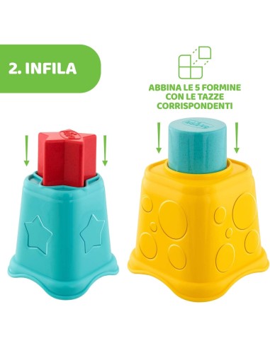 Chicco Tazze Impilabili 2in1 Eco+ - Gioco Impilabile e Forme Incastri in Plastica Riciclata