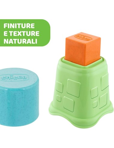 Chicco Tazze Impilabili 2in1 Eco+ - Gioco Impilabile e Forme Incastri in Plastica Riciclata