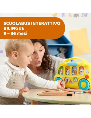 Chicco Scuolabus degli Animali - Gioco Elettronico Bilingue con 35 Frasi e Canzoni, Luci e Ruote Libere
