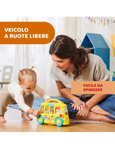 Chicco Scuolabus degli Animali - Gioco Elettronico Bilingue con 35 Frasi e Canzoni, Luci e Ruote Libere