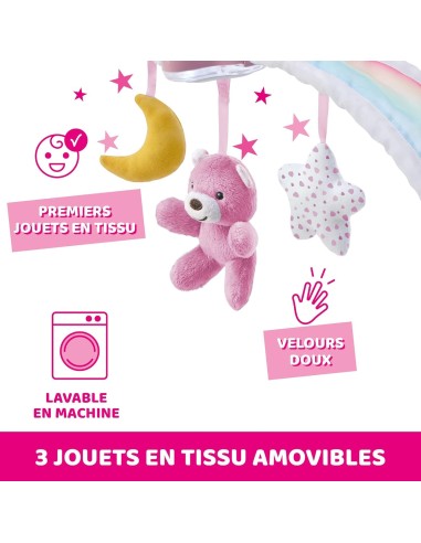 Chicco Rainbow Sky Arco Lettino 2in1 rosa  Luce Notturna e Musica Rilassante per Neonati