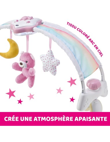Chicco Rainbow Sky Arco Lettino 2in1 rosa  Luce Notturna e Musica Rilassante per Neonati