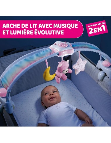 Chicco Rainbow Sky Arco Lettino 2in1 rosa  Luce Notturna e Musica Rilassante per Neonati