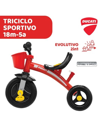 Chicco Triciclo U-GO Ducati - Due Modalità, Manico Regolabile, Cintura di Sicurezza