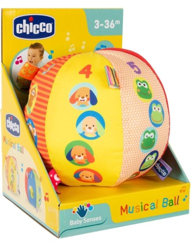 Chicco Calcio - Palla Musicale Morbida Elettronica con Melodie e Tessuti Diversi, Per Bambini 3-36 Mesi