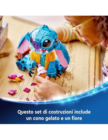 GIOCATTOLO PUBBLICIZZATO: vendita online LEGO Disney Stitch 43249, Personaggio da Costruire, Parti Mobili, Camicia, Cono Gela...